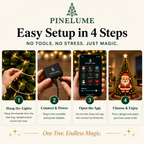 Easy setup in 4 steps: hang the lights, connect and power, open the free iDeal LED app over Bluetooth, choose a design