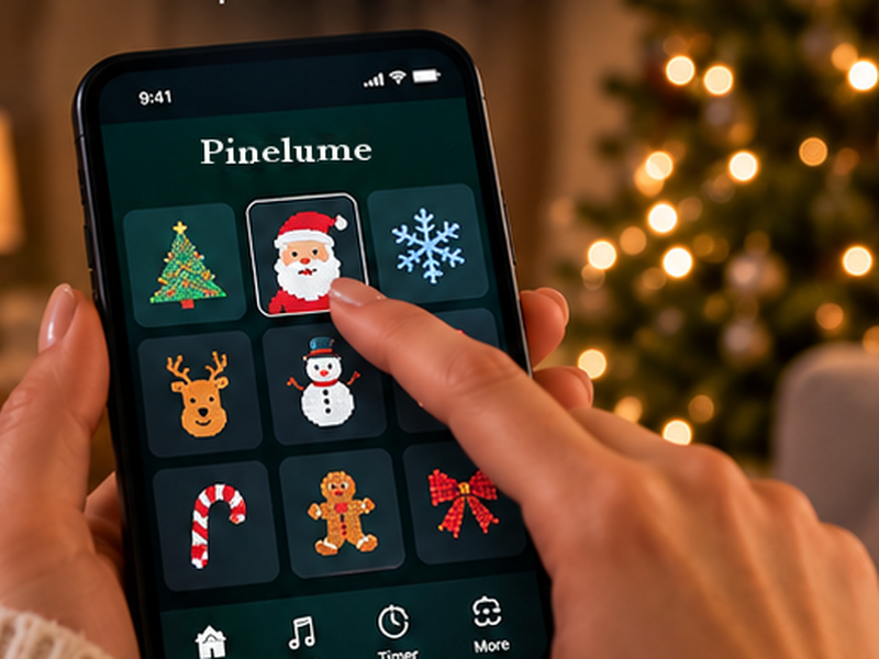 Phone showing the Pinelume lighting-control app